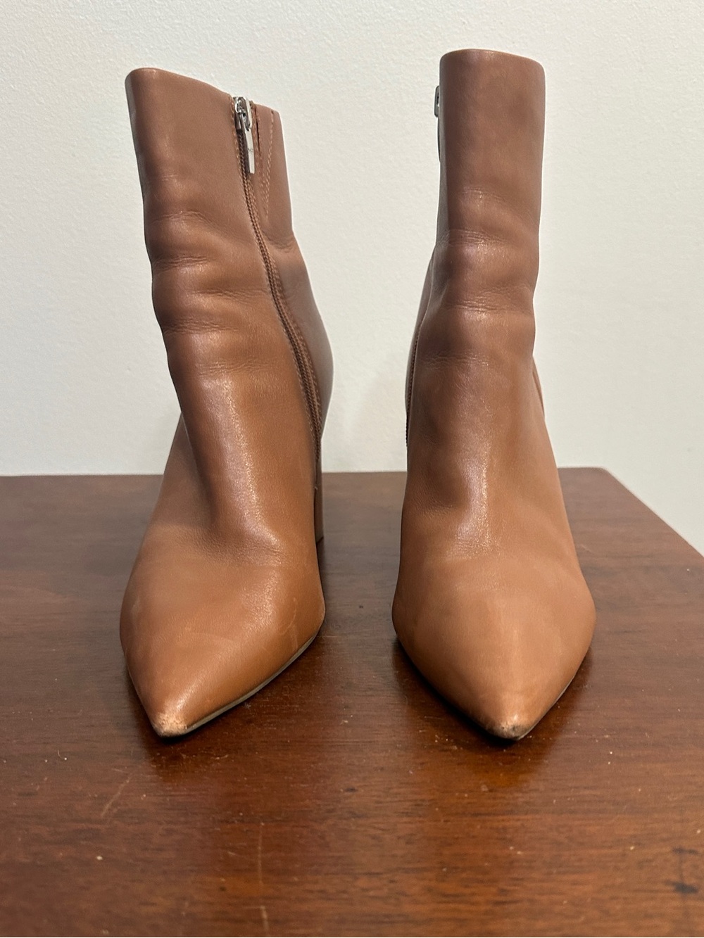 Marc Fisher Leather Pointed Toe Ankle Boots Cognac Brown Women’s Size 9.5M